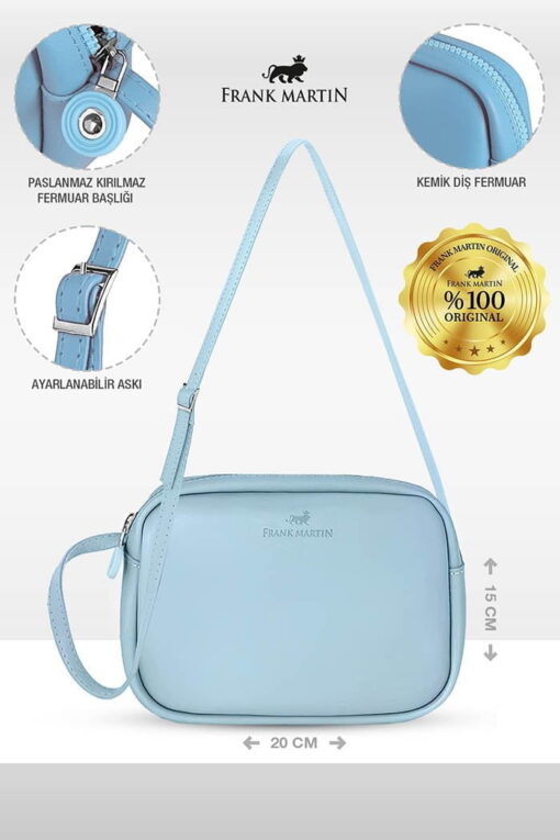 Kadın Urban Çapraz Askılı Fermuarlı Model Omuz Çantası Bebe Mavisi - Görsel 3