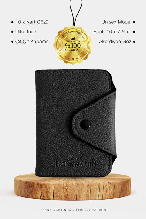 İnce Model 10 Kartlık Bölmeli Çıt Çıtlı Çok Gözlü Akordiyon Siyah Kartlık - Görsel 7