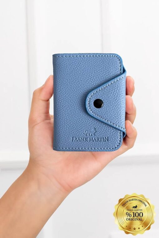 İnce Model 10 Kartlık Bölmeli Çıt Çıtlı Çok Gözlü Akordiyon Mavi Kartlık