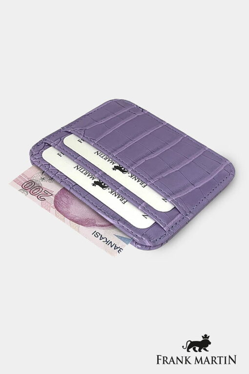 Para Bölmeli Kredi Kartı ve Cüzdan Kroko Kadın Kartlık Lila - Görsel 5