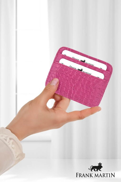 Para Bölmeli Kredi Kartı ve Cüzdan Kroko Kadın Kartlık Pembe