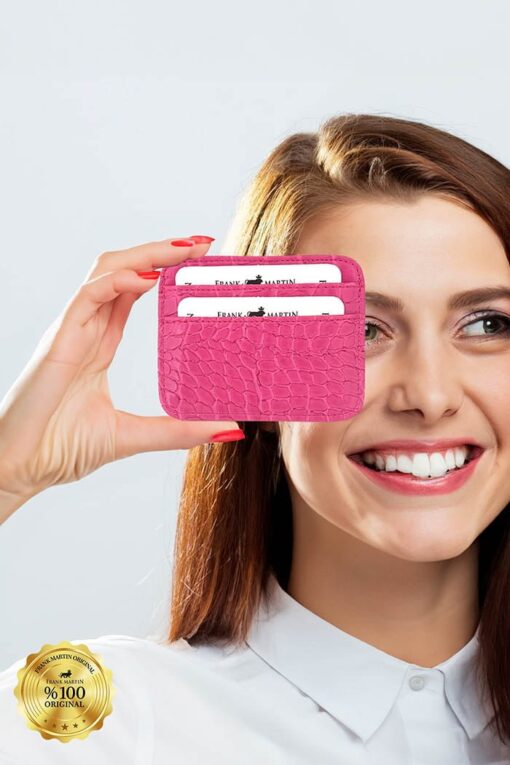 Para Bölmeli Kredi Kartı ve Cüzdan Kroko Kadın Kartlık Pembe - Görsel 2
