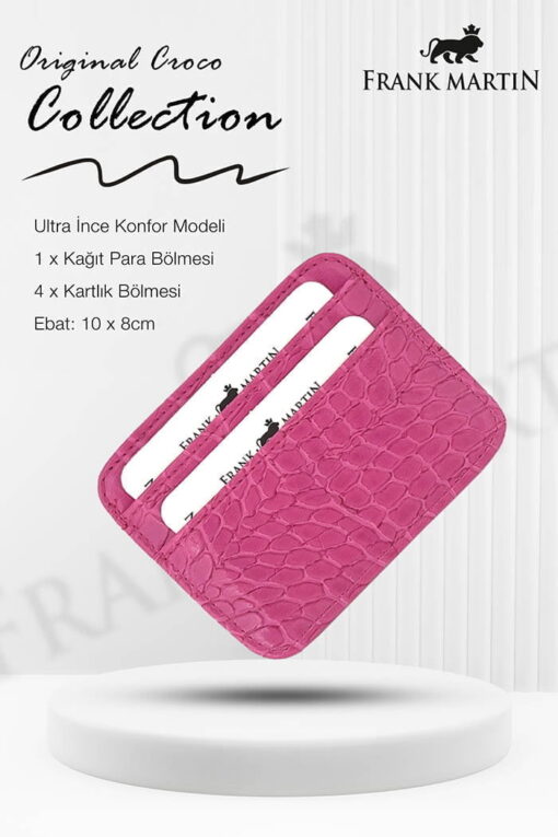 Para Bölmeli Kredi Kartı ve Cüzdan Kroko Kadın Kartlık Pembe - Görsel 4